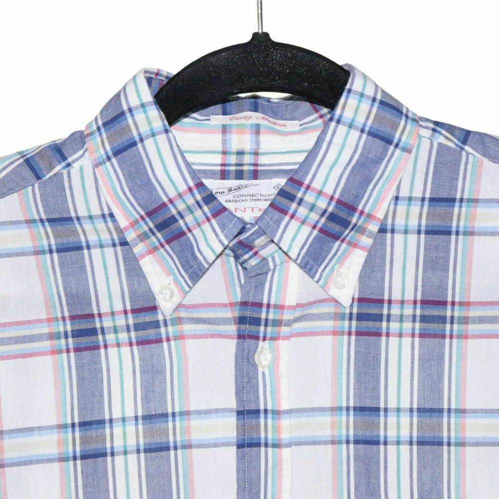 Gant Rugger Small Blue White Green Red Plaid Shirt